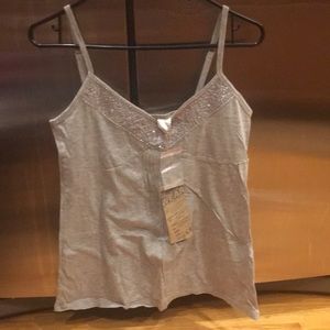 NWT grey cami white rhinestones size medium 10/12